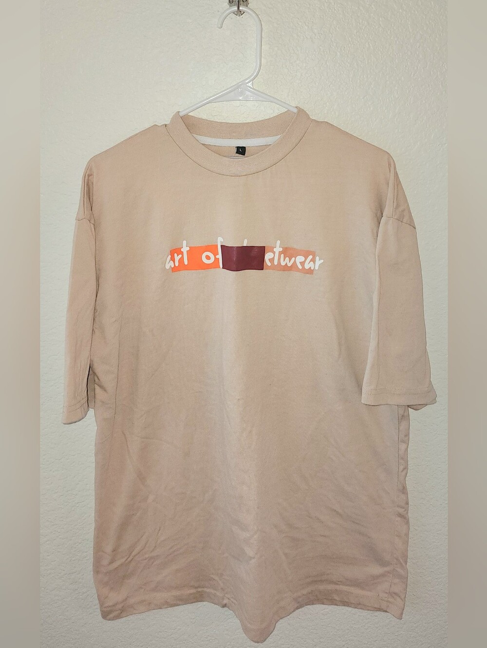 Art Of Streetwear Beige Crewneck Tee with Orange and Brown Graphic